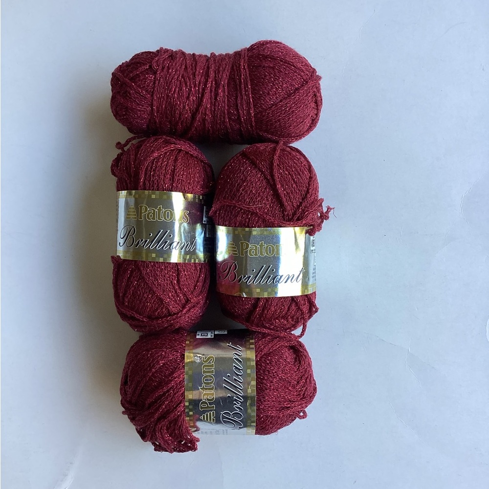 Patons Yarn Brilliant Beautiful Burgandy Metallic Acrylic Blend